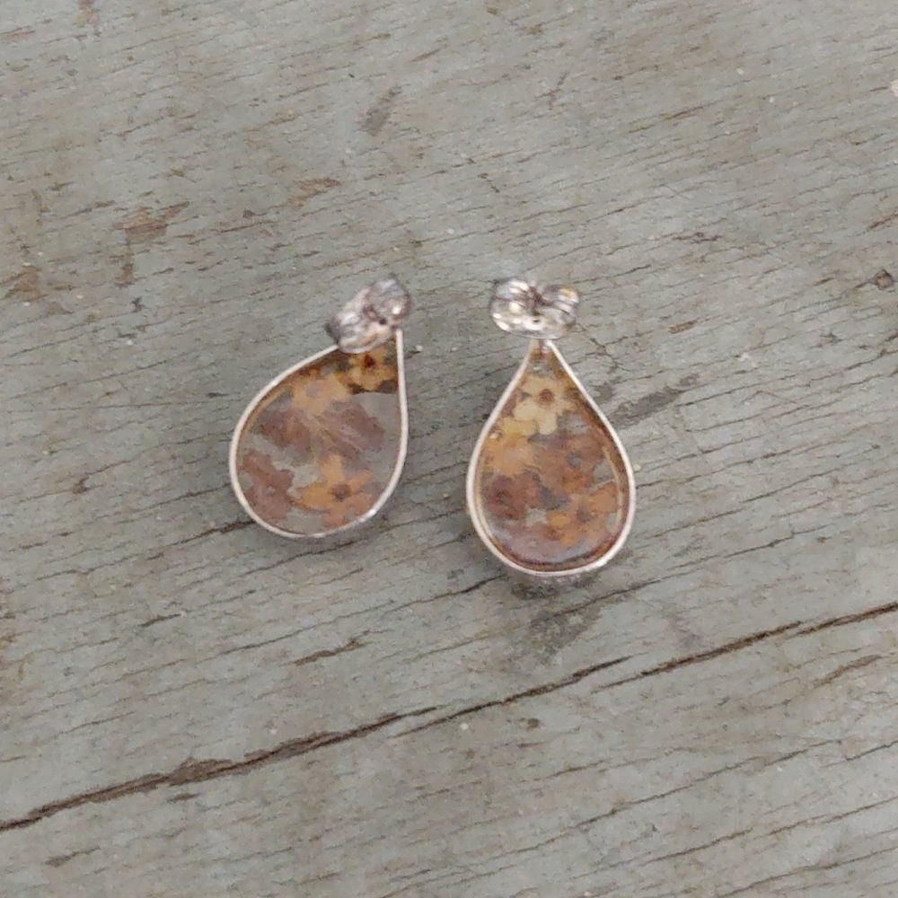 VTG 925 Sterling Pressed Flowers Earrings Pendant SET 🌺 - Picture 7 of 10